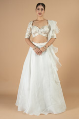 Off White Brocade Lehenga Set5614 video